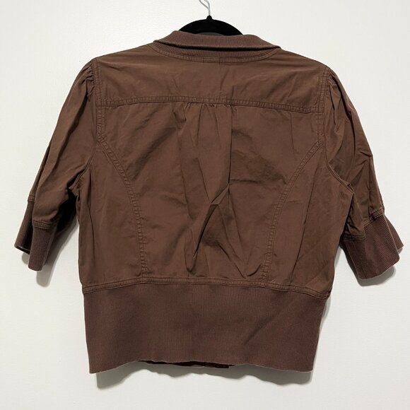 SO Juniors Y2K Cropped Short Sleeve Jacket XL Chocolate Brown Streetwear 2000s - Picture 2 of 7
